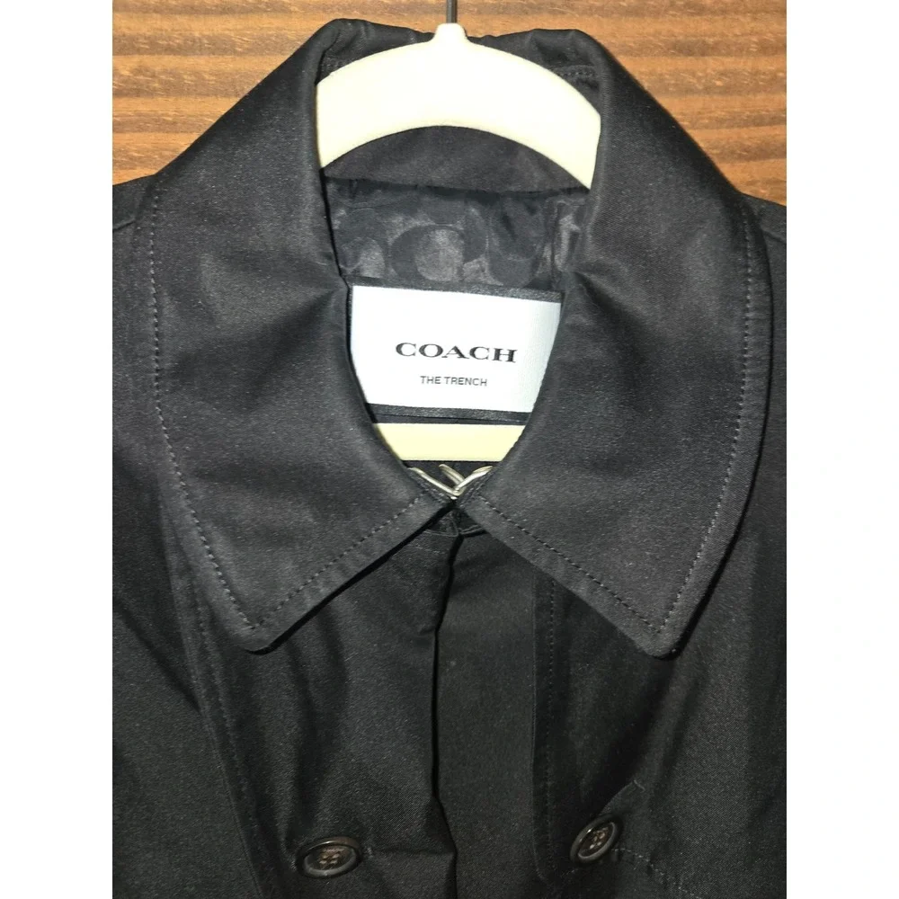 Coach The Trench Black Double Breasted Signature Lining Coat  Women missing belt